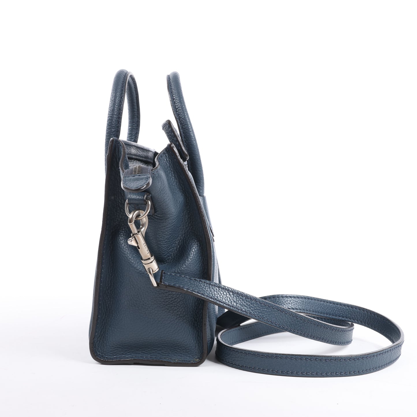 CELINE Nano Luggage 2Way-Handtasche aus Leder in Marineblau