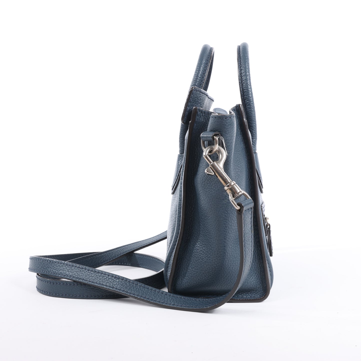CELINE Nano Luggage 2Way-Handtasche aus Leder in Marineblau