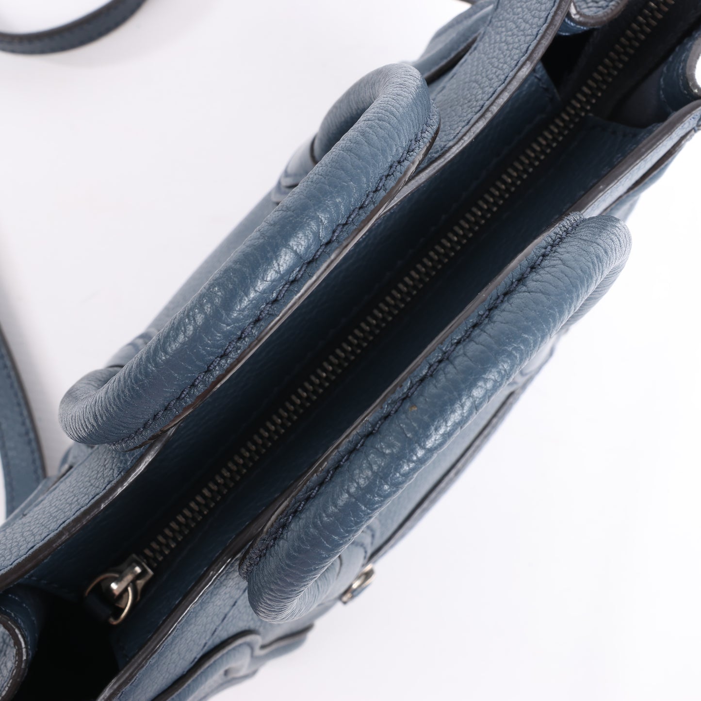 CELINE Nano Luggage 2Way-Handtasche aus Leder in Marineblau