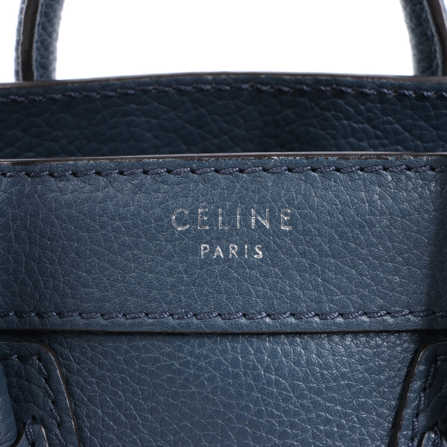 CELINE Nano Luggage 2Way-Handtasche aus Leder in Marineblau