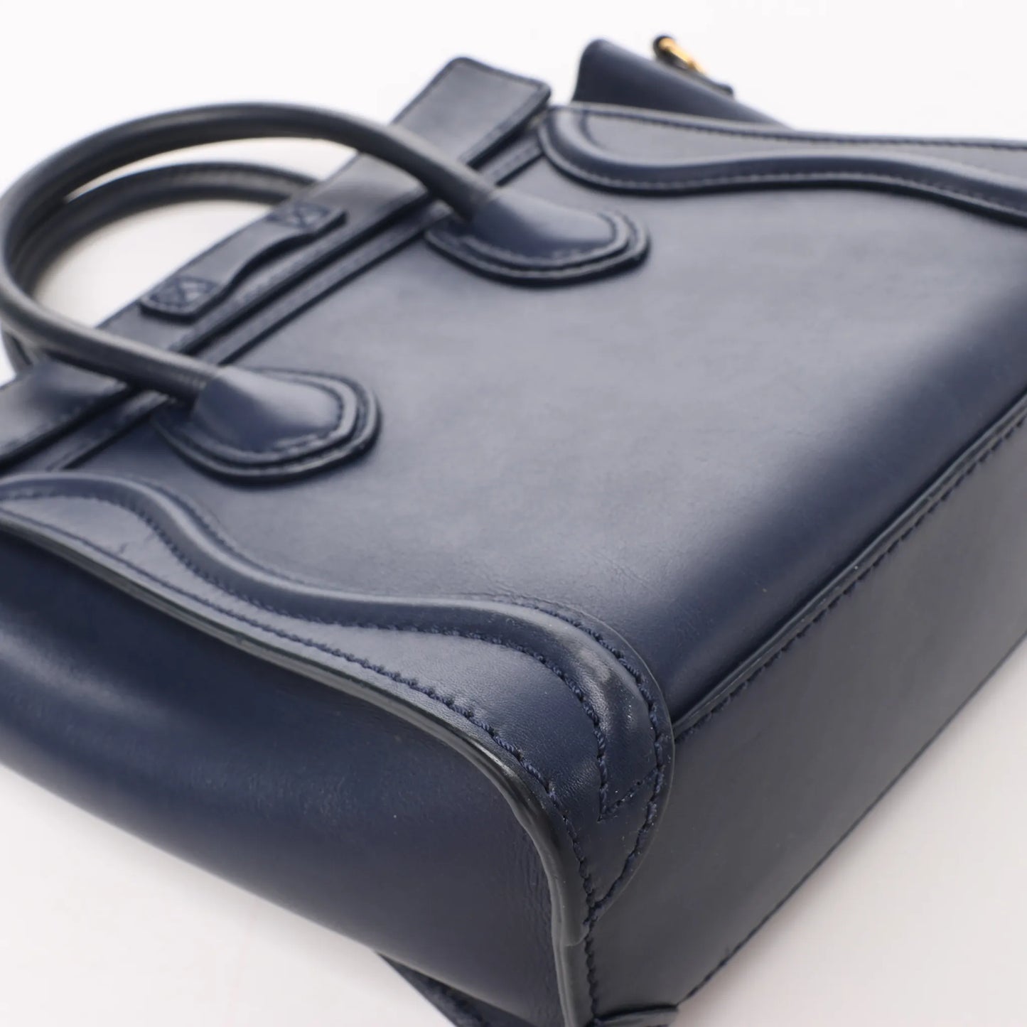 CELINE Nano Luggage 2Way-Handtasche aus Leder in Marineblau