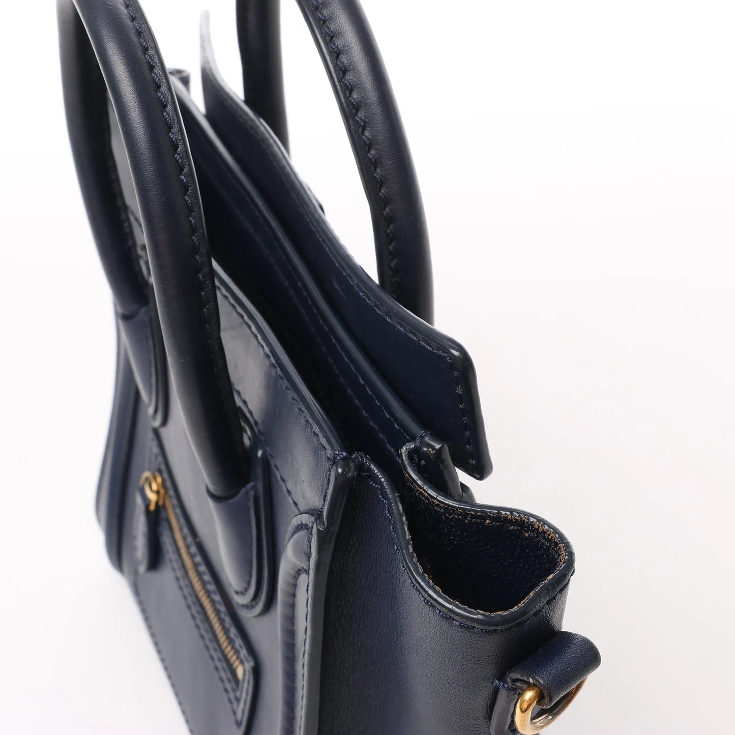 CELINE Nano Luggage 2Way-Handtasche aus Leder in Marineblau