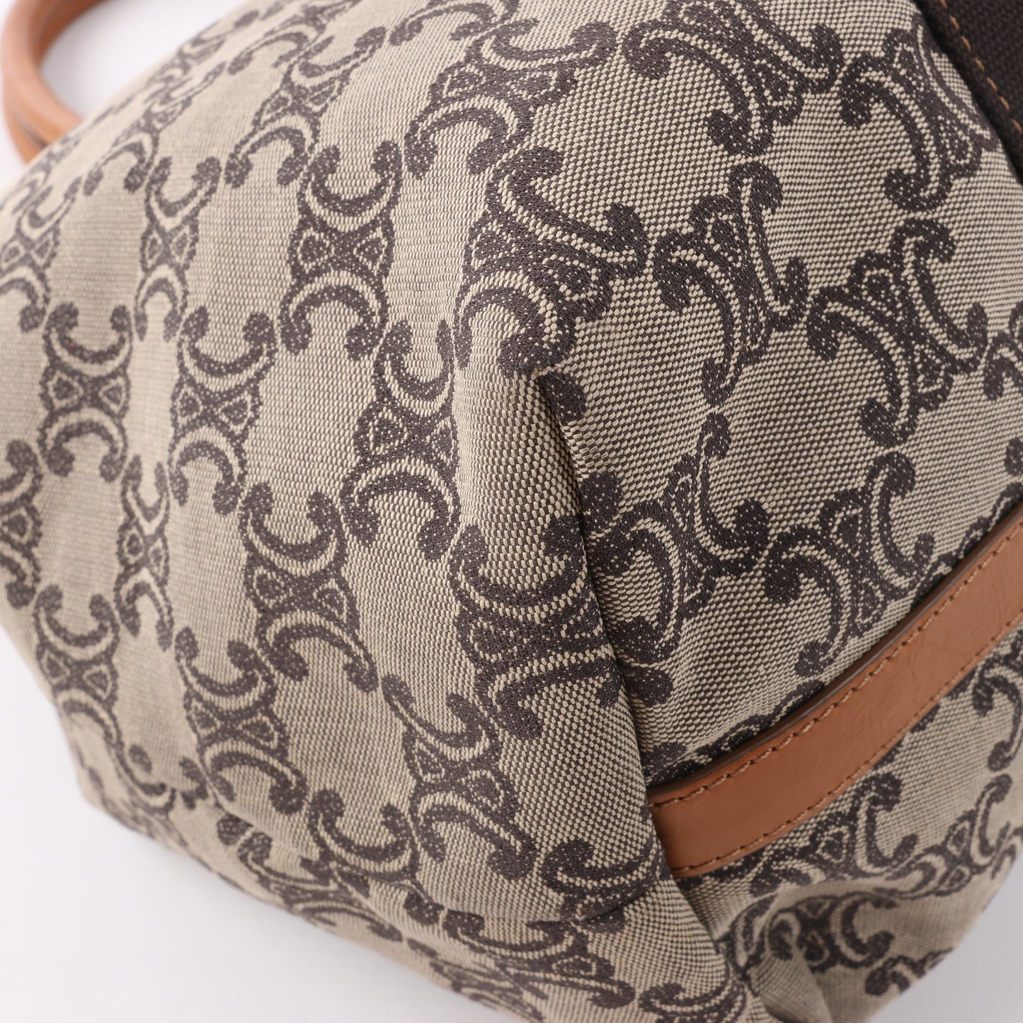 CELINE Macadam Canvas & Leder Tote Bag in Beige x Braun