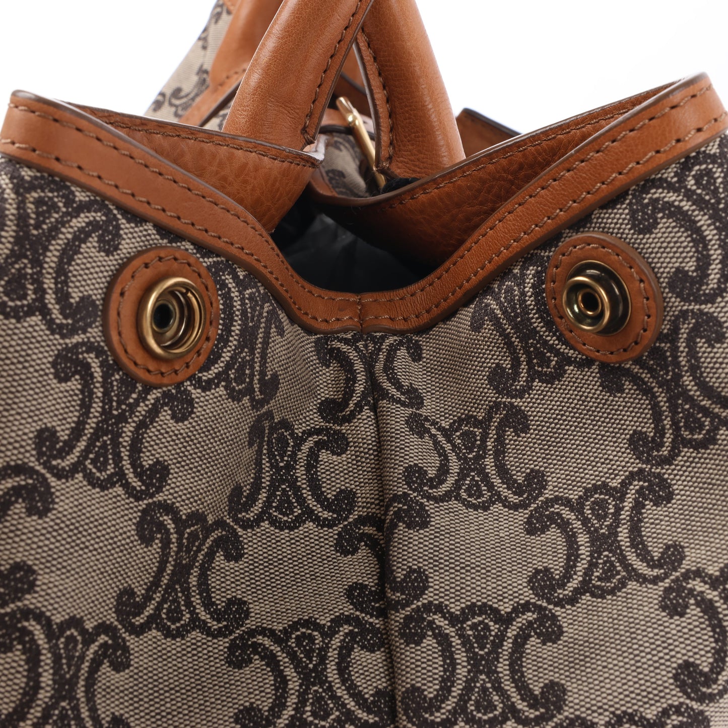 CELINE Macadam Canvas & Leder Tote Bag in Beige x Braun