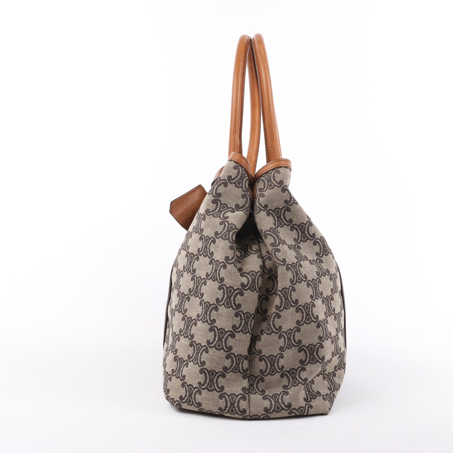 CELINE Macadam Canvas & Leder Tote Bag in Beige x Braun