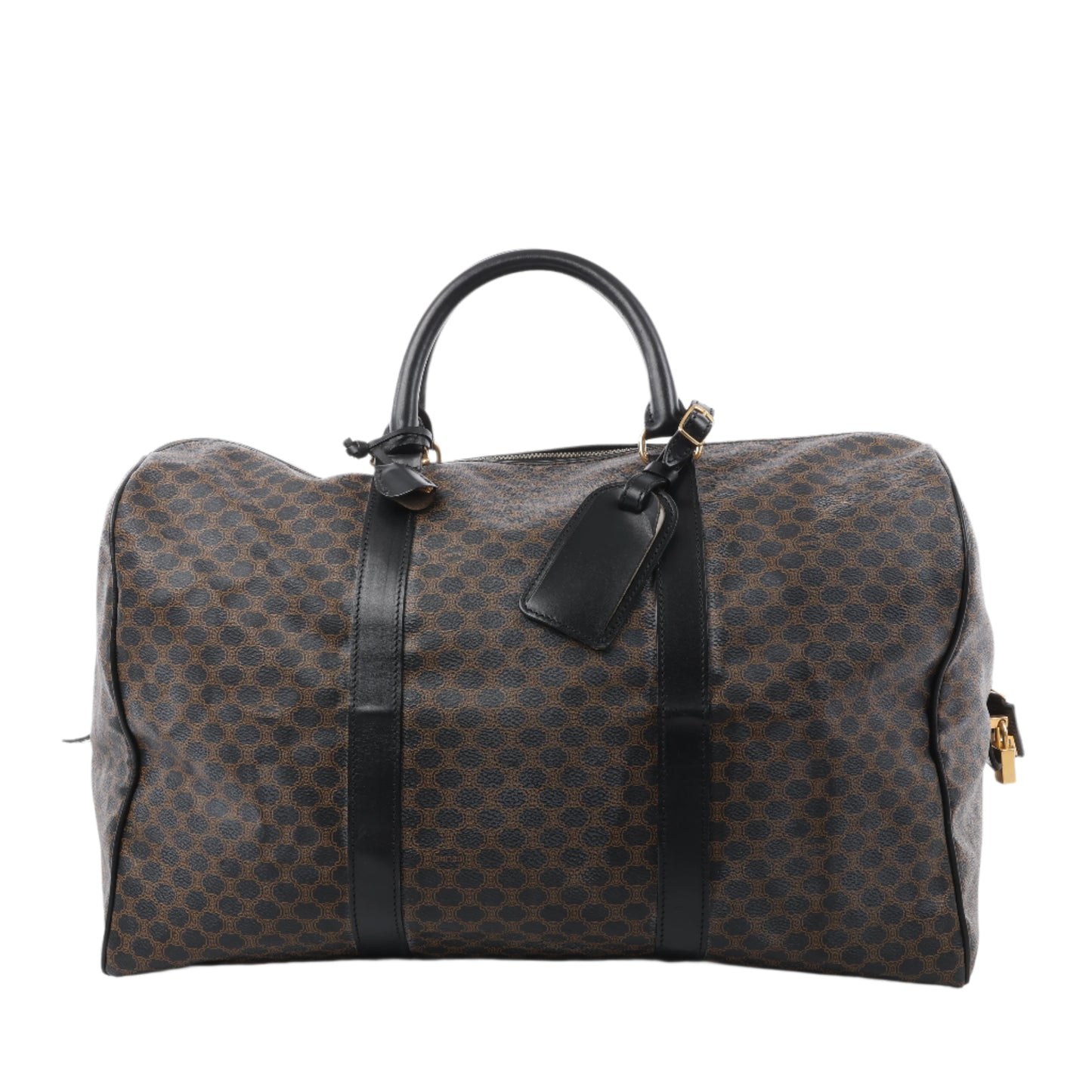 Celine Macadam Boston Reisetasche aus PVC und Leder in Schwarz × Braun
