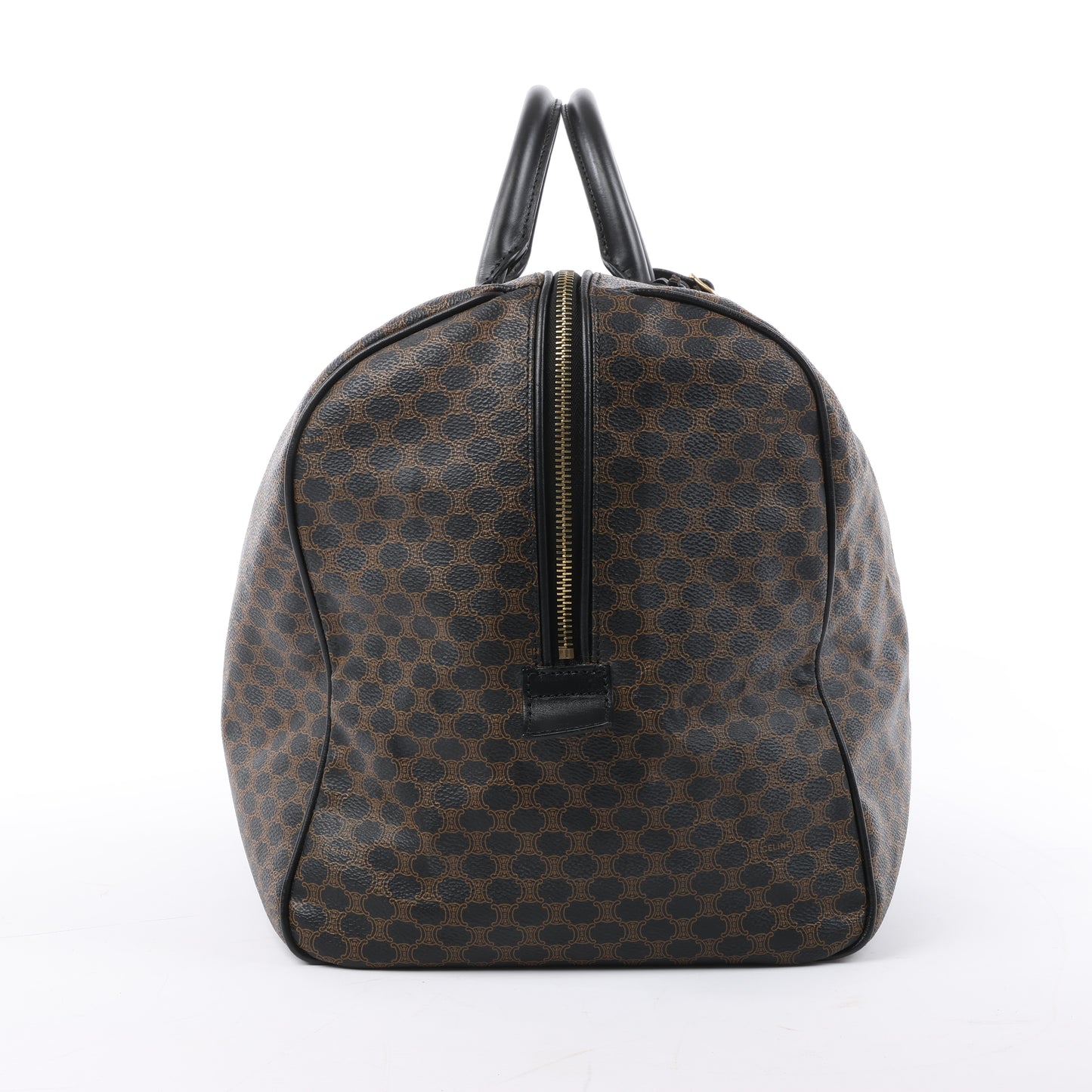 Celine Macadam Boston Reisetasche aus PVC und Leder in Schwarz × Braun