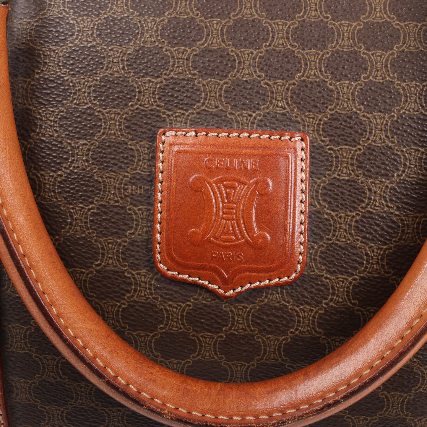 Celine Macadam Boston Reisetasche aus PVC und Leder in Braun