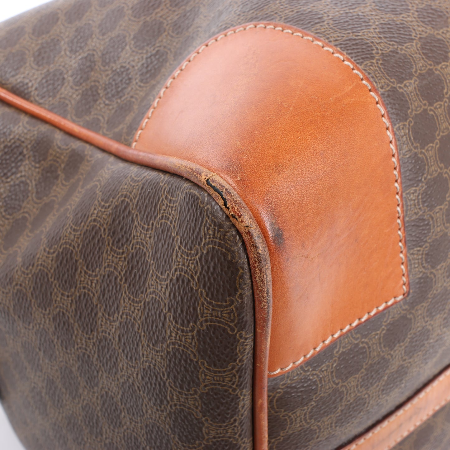 Celine Macadam Boston Reisetasche aus PVC und Leder in Braun