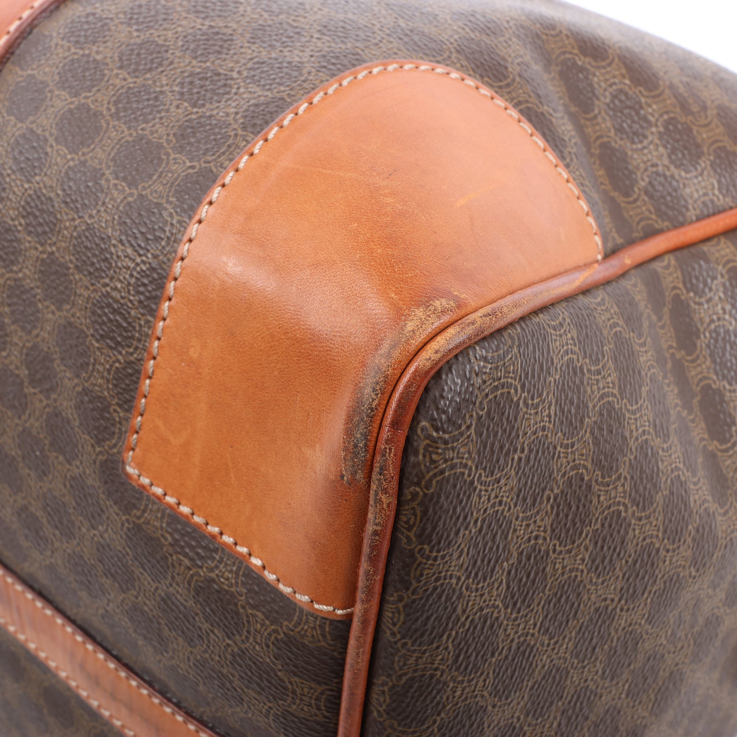 Celine Macadam Boston Reisetasche aus PVC und Leder in Braun