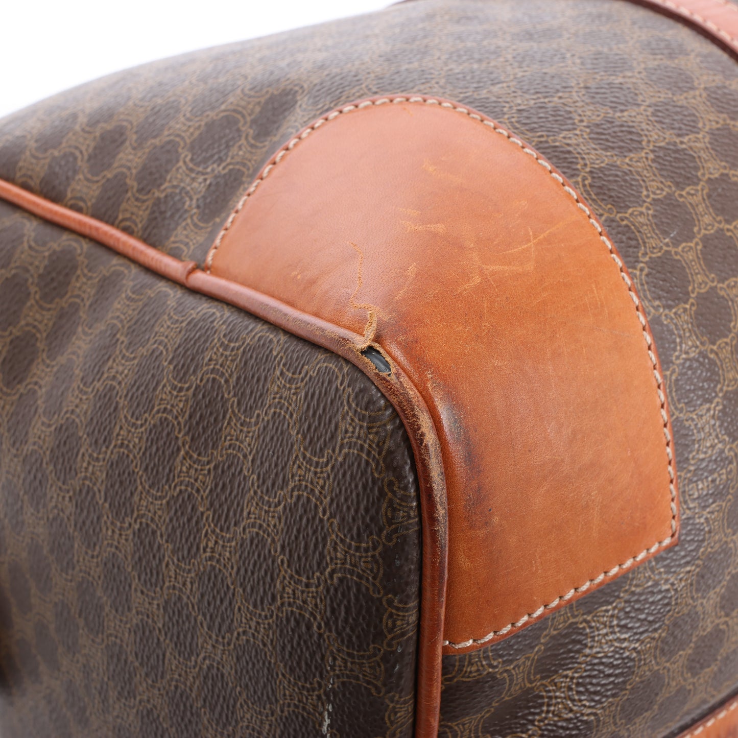 Celine Macadam Boston Reisetasche aus PVC und Leder in Braun
