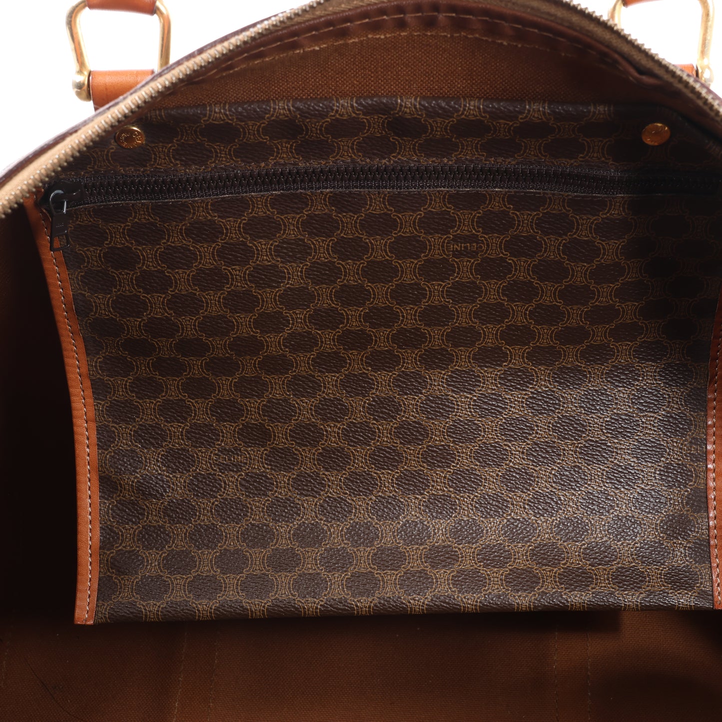 Celine Macadam Boston Reisetasche aus PVC und Leder in Braun