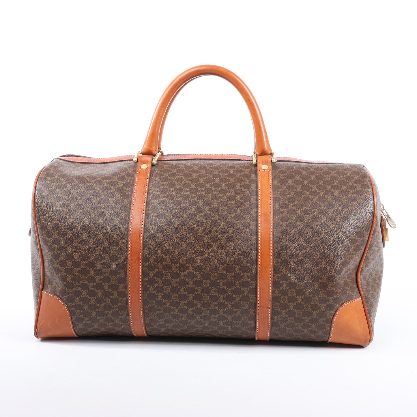 Celine Macadam Boston Reisetasche aus PVC und Leder in Braun