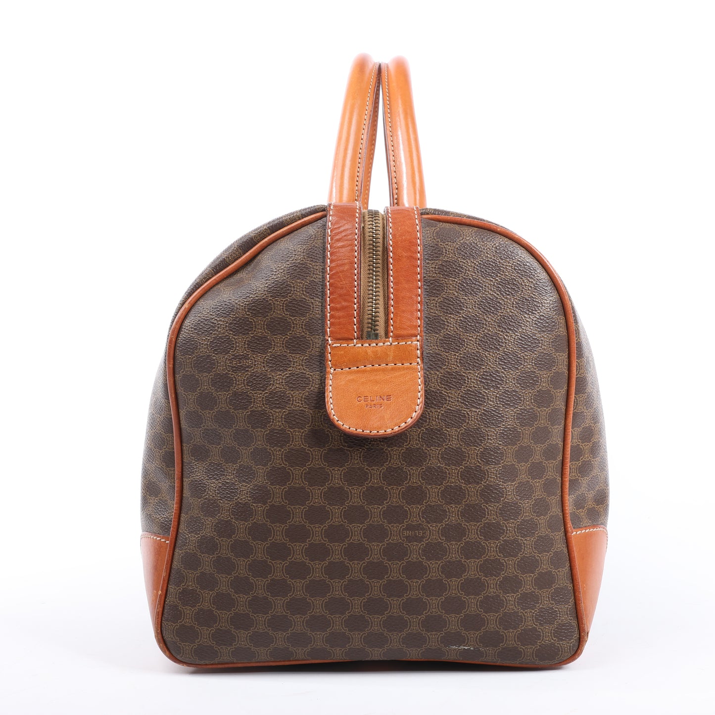 Celine Macadam Boston Reisetasche aus PVC und Leder in Braun