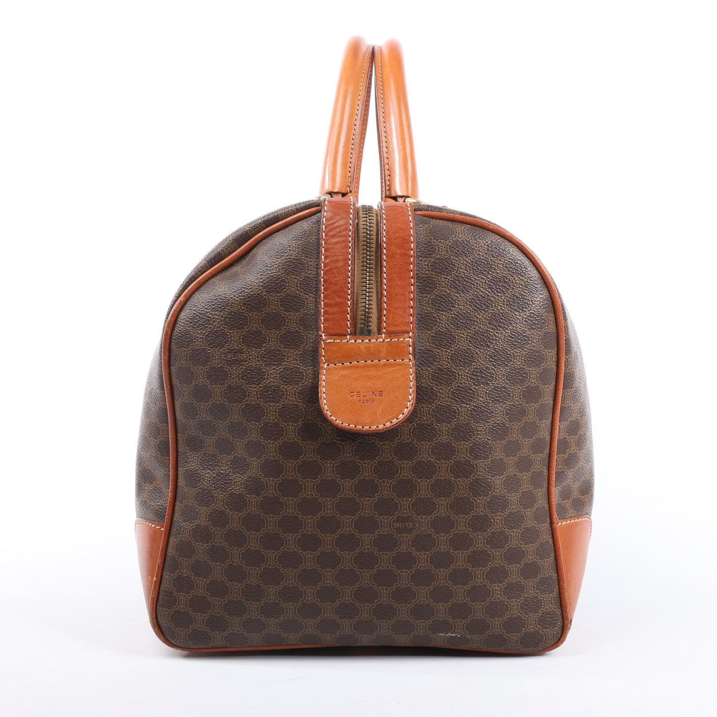 Celine Macadam Boston Reisetasche aus PVC und Leder in Braun