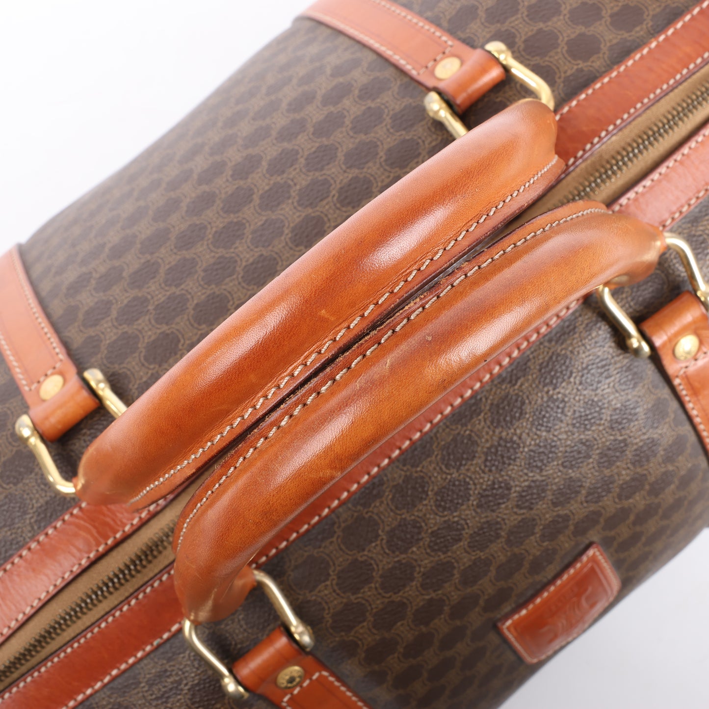 Celine Macadam Boston Reisetasche aus PVC und Leder in Braun