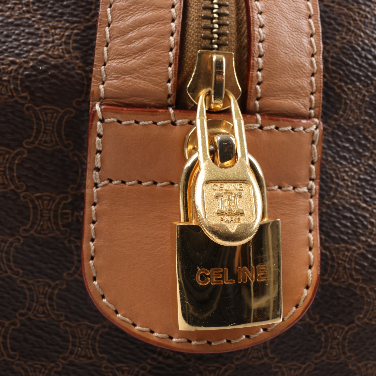 Celine Macadam Boston Reisetasche aus PVC und Leder in Braun
