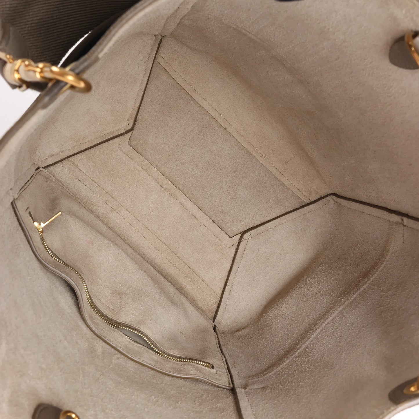 CELINE Seau Sangle Bucket Leder-Umhängetasche in Greige