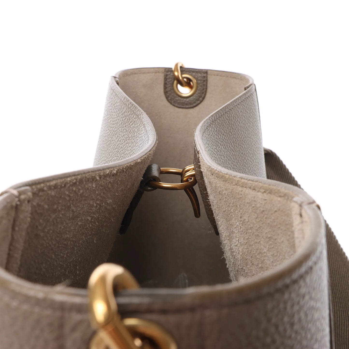 CELINE Seau Sangle Bucket Leder-Umhängetasche in Greige