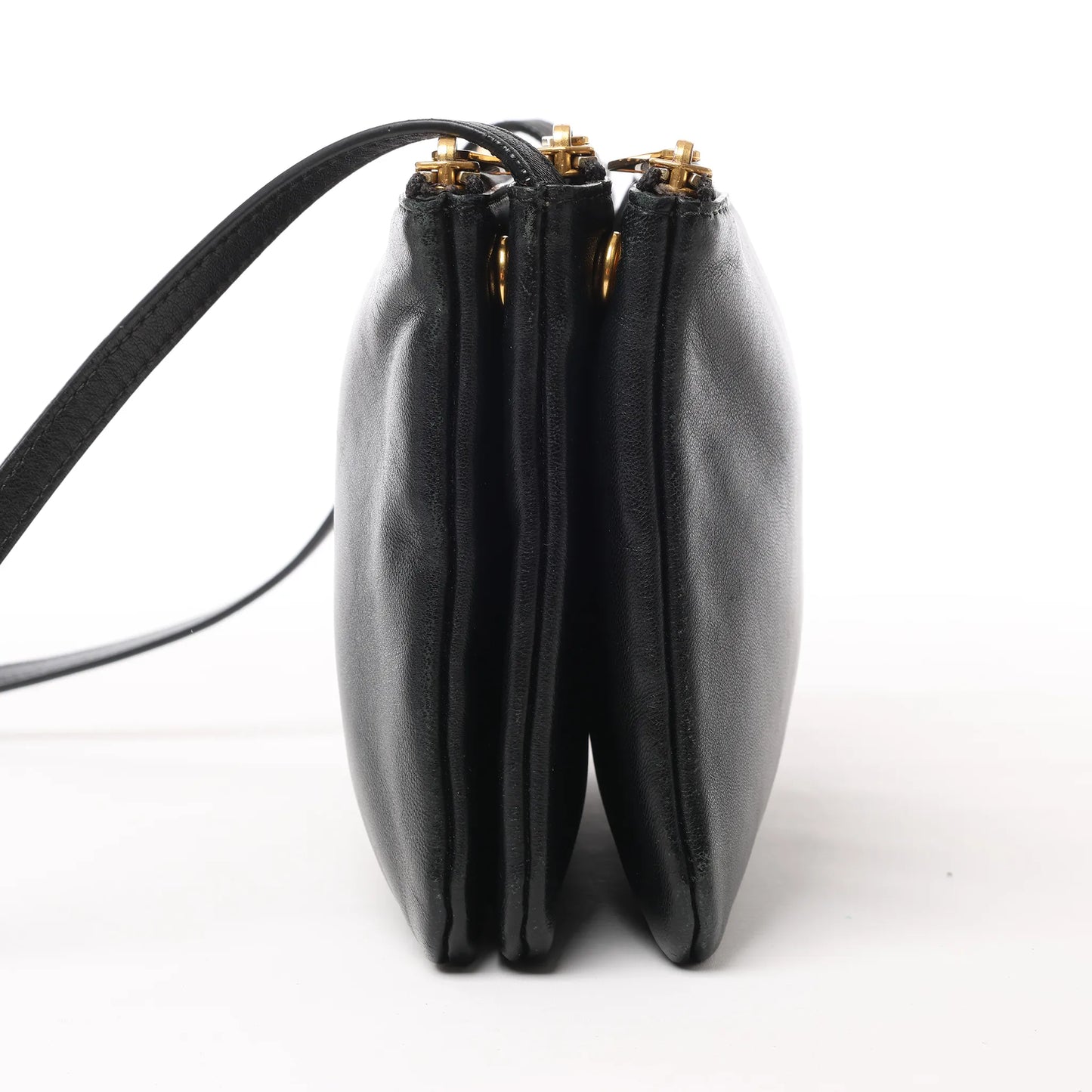 Celine Trio – Kleine Umhängetasche aus schwarzem Leder