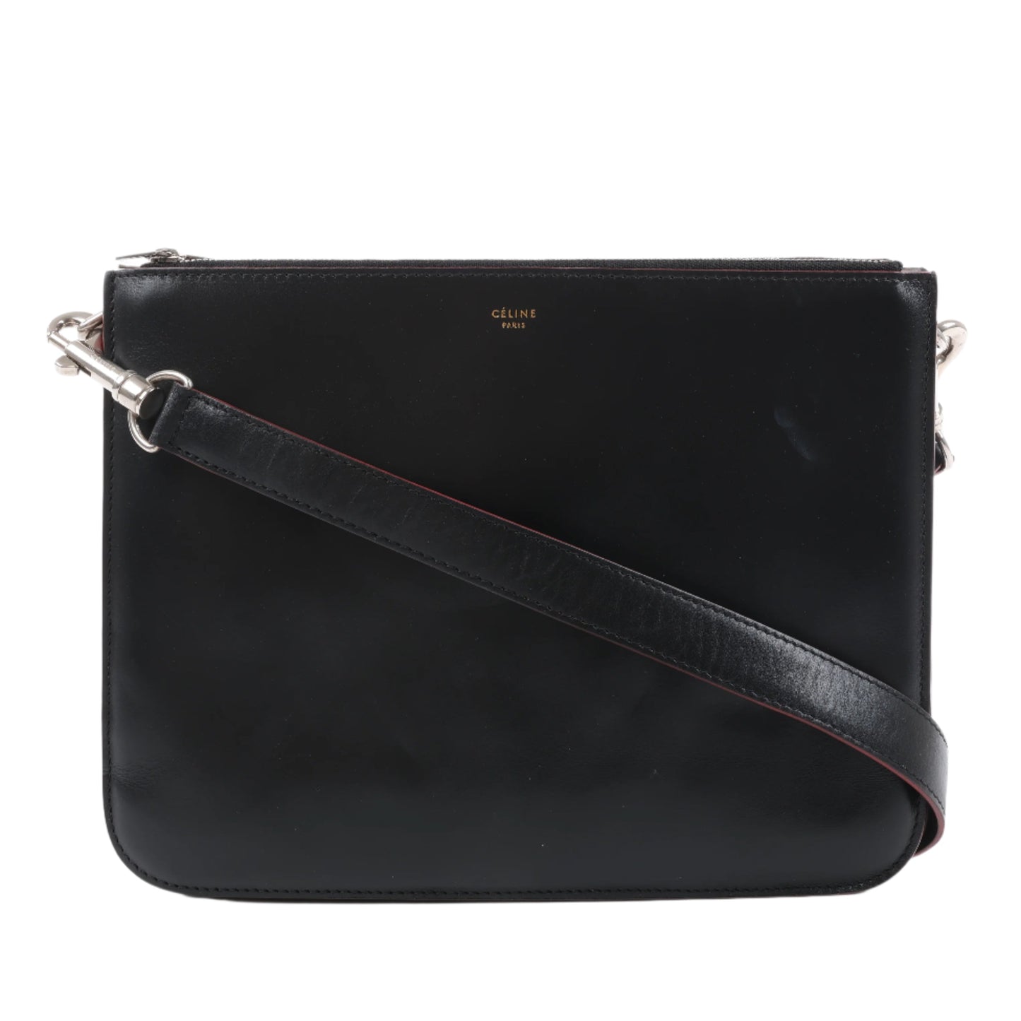 Celine Trio Oversized Edge Leder-Umhängetasche in Schwarz