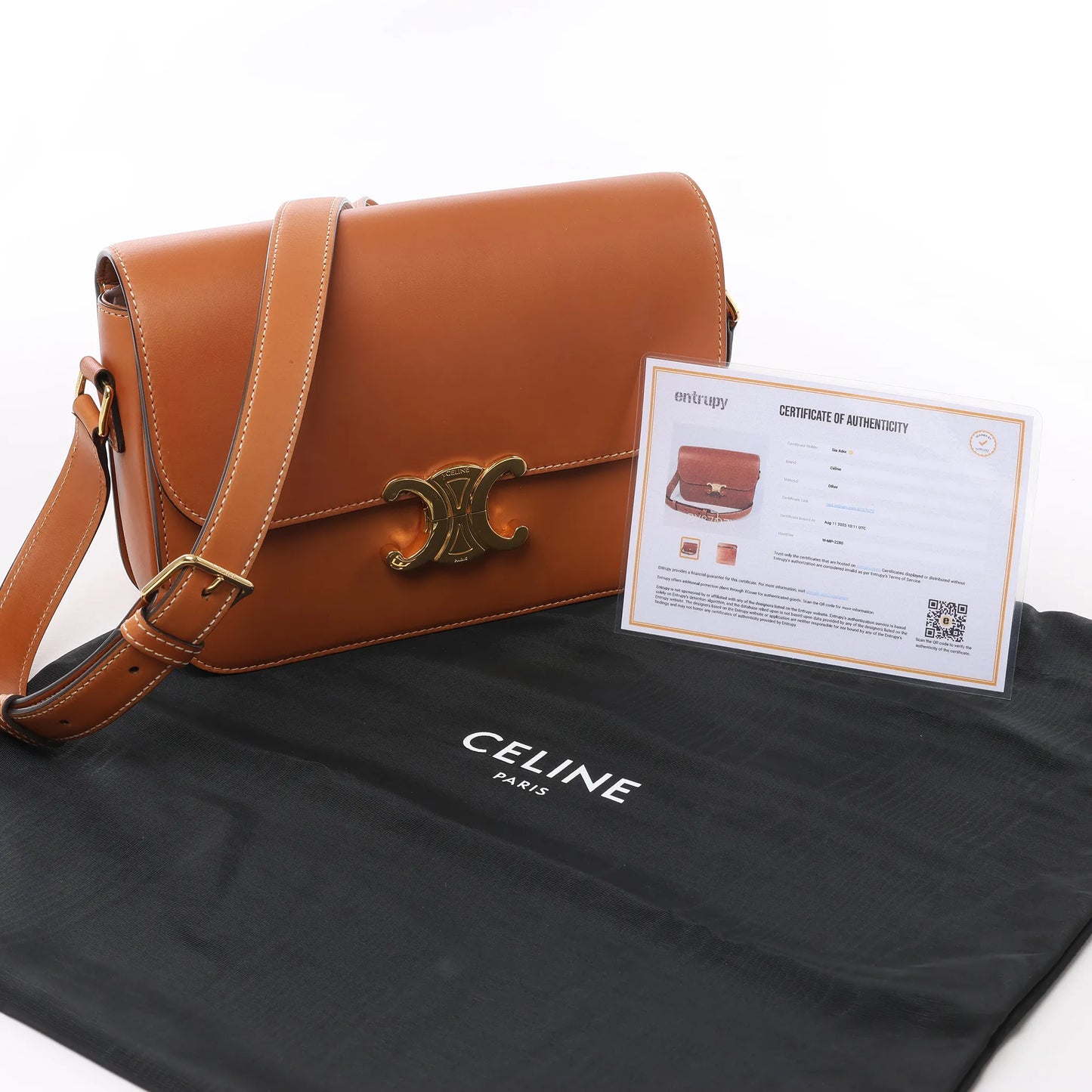 Celine Triomphe Classic Schultertasche aus Leder in Braun