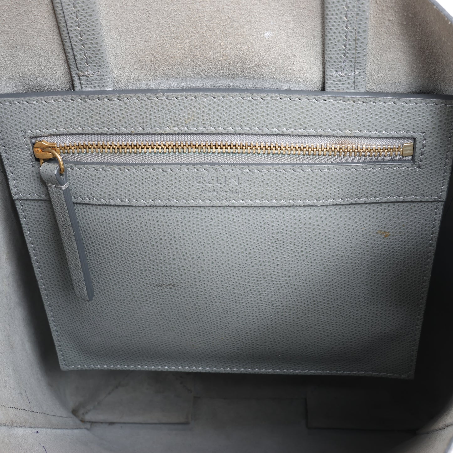 CELINE Vertical Cabas Kleine 2-Wege-Handtasche aus Leder in Grau