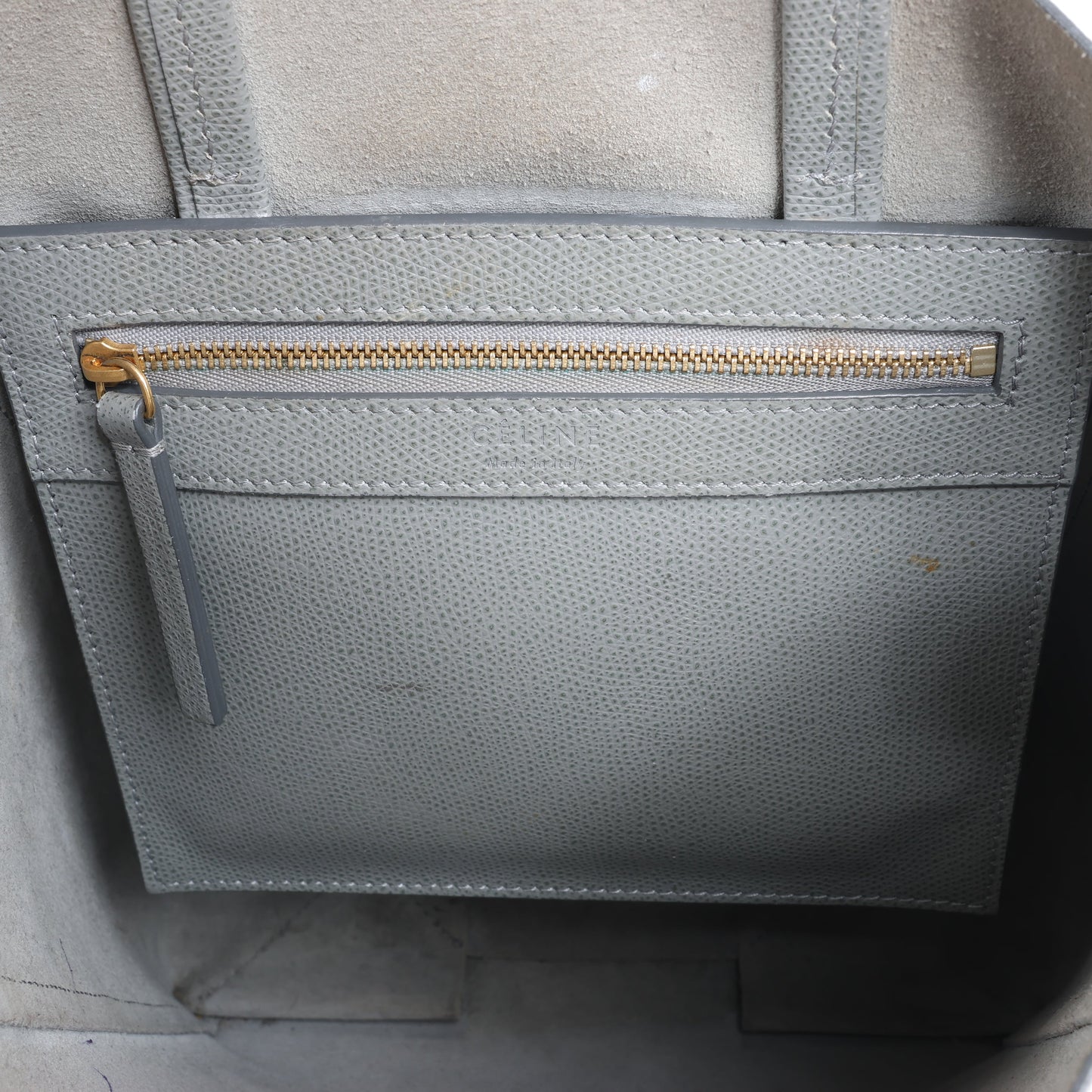 CELINE Vertical Cabas Kleine 2-Wege-Handtasche aus Leder in Grau