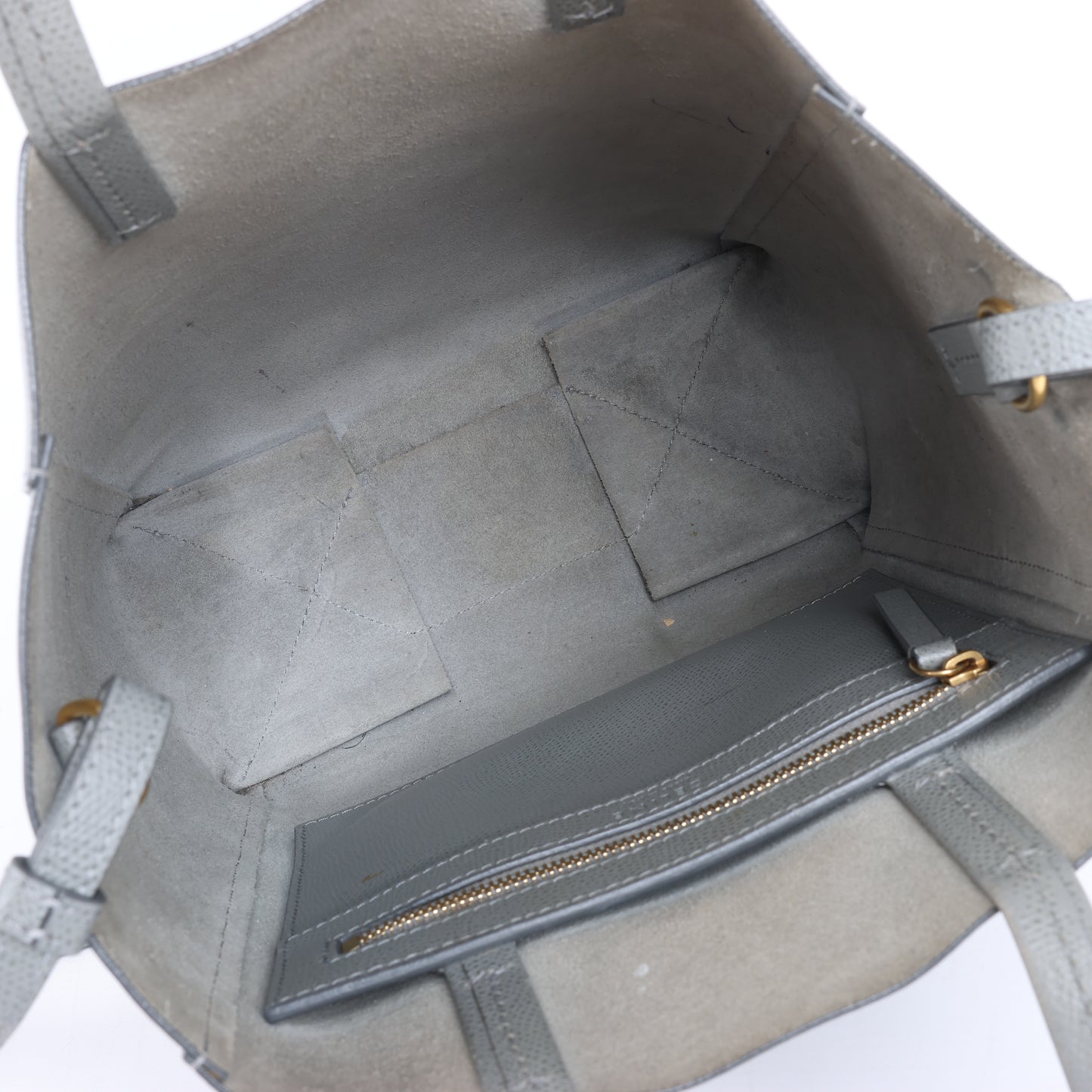 CELINE Vertical Cabas Kleine 2-Wege-Handtasche aus Leder in Grau