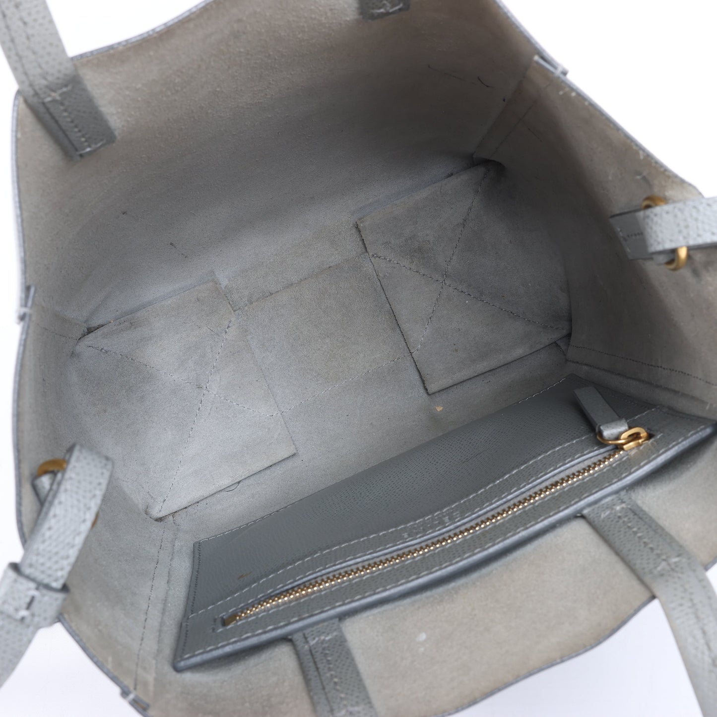 CELINE Vertical Cabas Kleine 2-Wege-Handtasche aus Leder in Grau