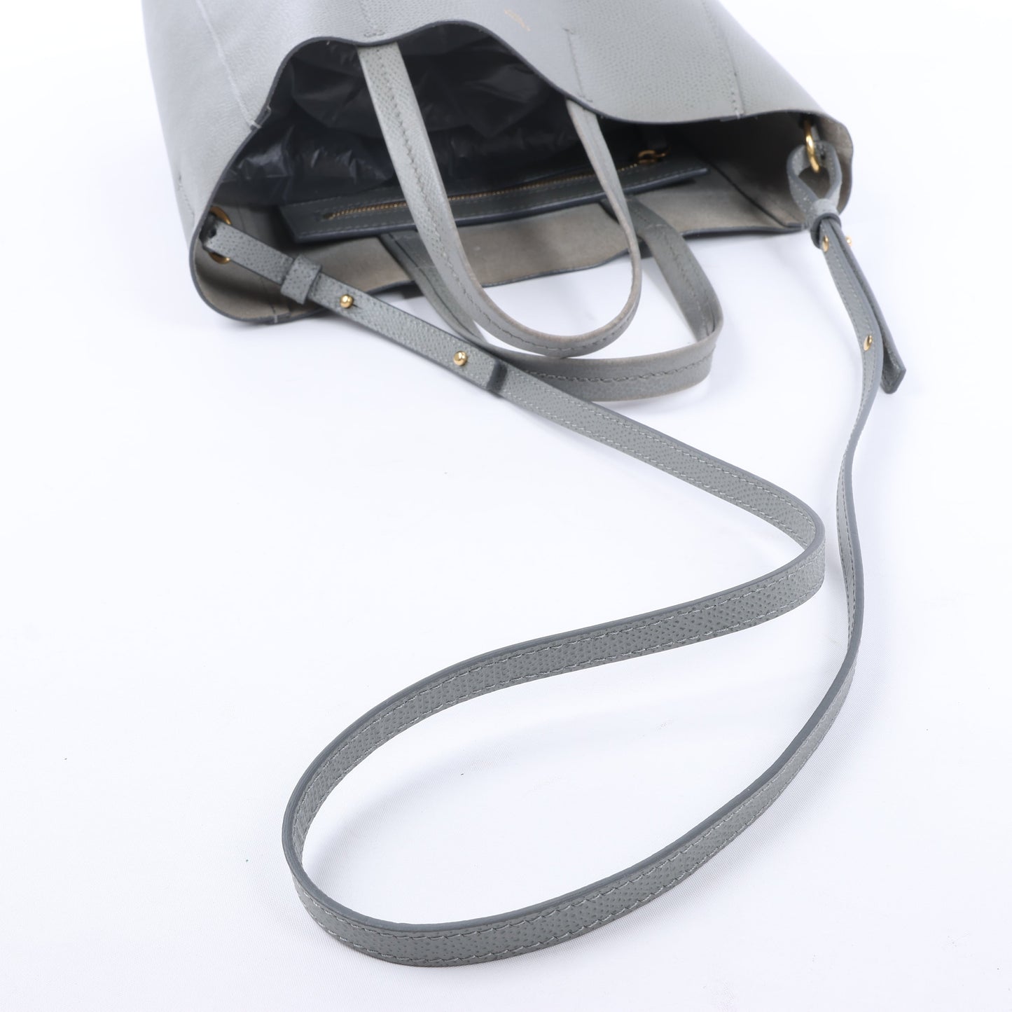 CELINE Vertical Cabas Kleine 2-Wege-Handtasche aus Leder in Grau