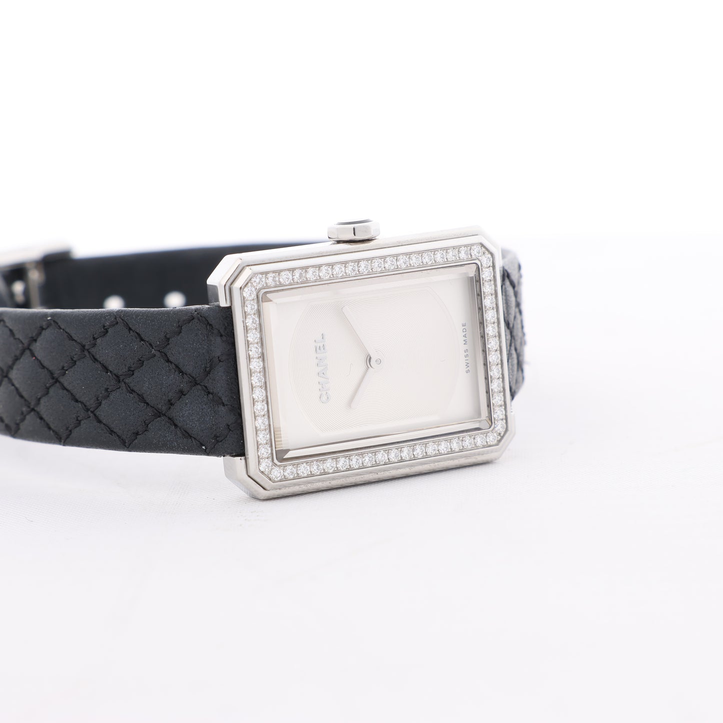 Chanel Boyfriend H6955 KTF95332 SS & Leder QZ Uhr mit silbernem Zifferblatt