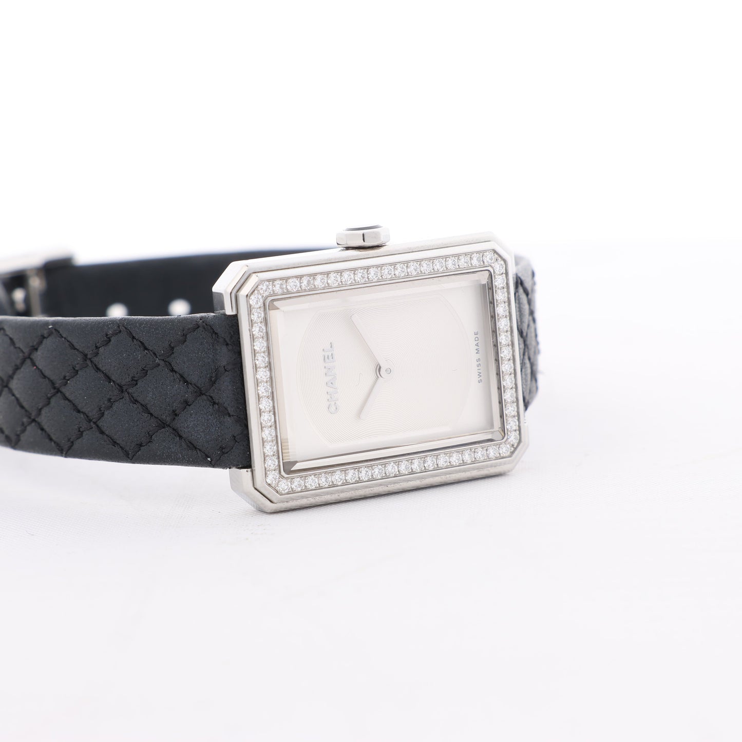 Chanel Boyfriend H6955 KTF95332 SS & Leder QZ Uhr mit silbernem Zifferblatt