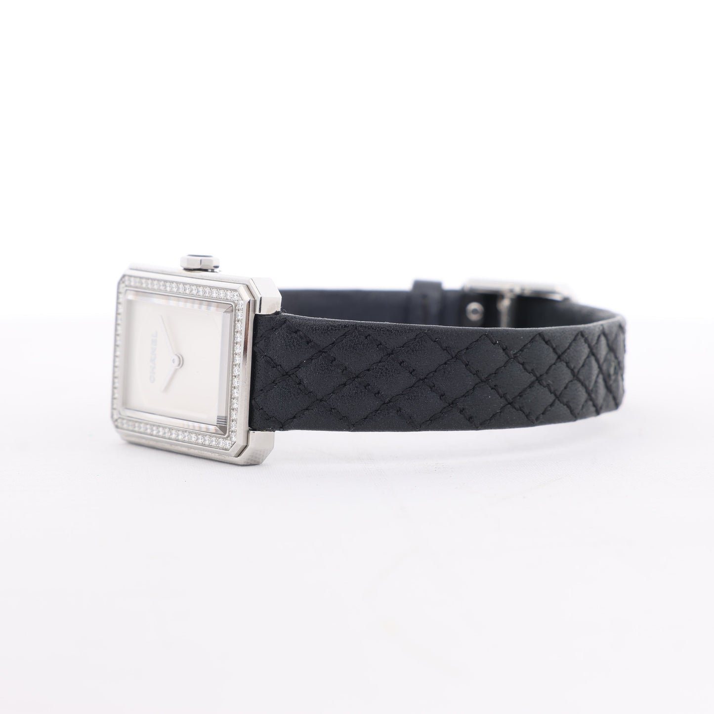 Chanel Boyfriend H6955 KTF95332 SS & Leder QZ Uhr mit silbernem Zifferblatt
