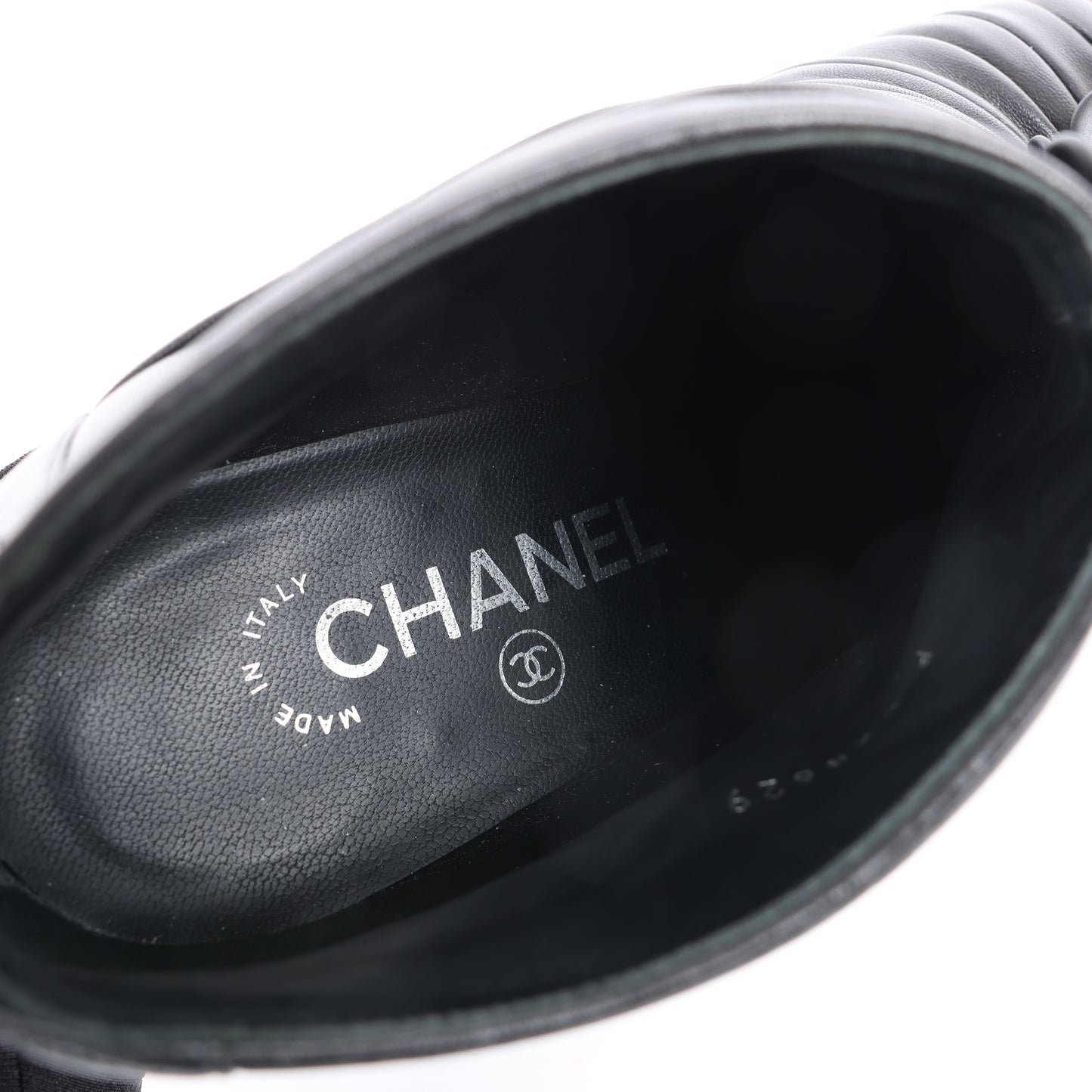 Chanel Coco Mark Camelia Lederstiefeletten in Schwarz G28629, Größe 37,5 EU