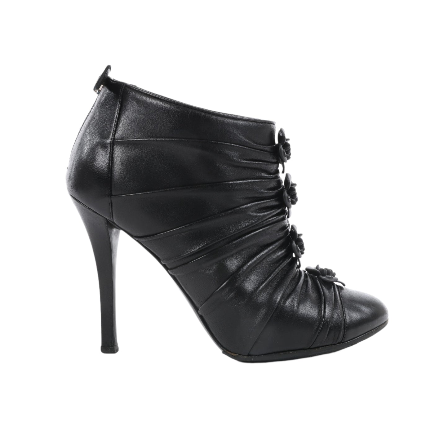 Chanel Coco Mark Camelia Lederstiefeletten in Schwarz G28629, Größe 37,5 EU