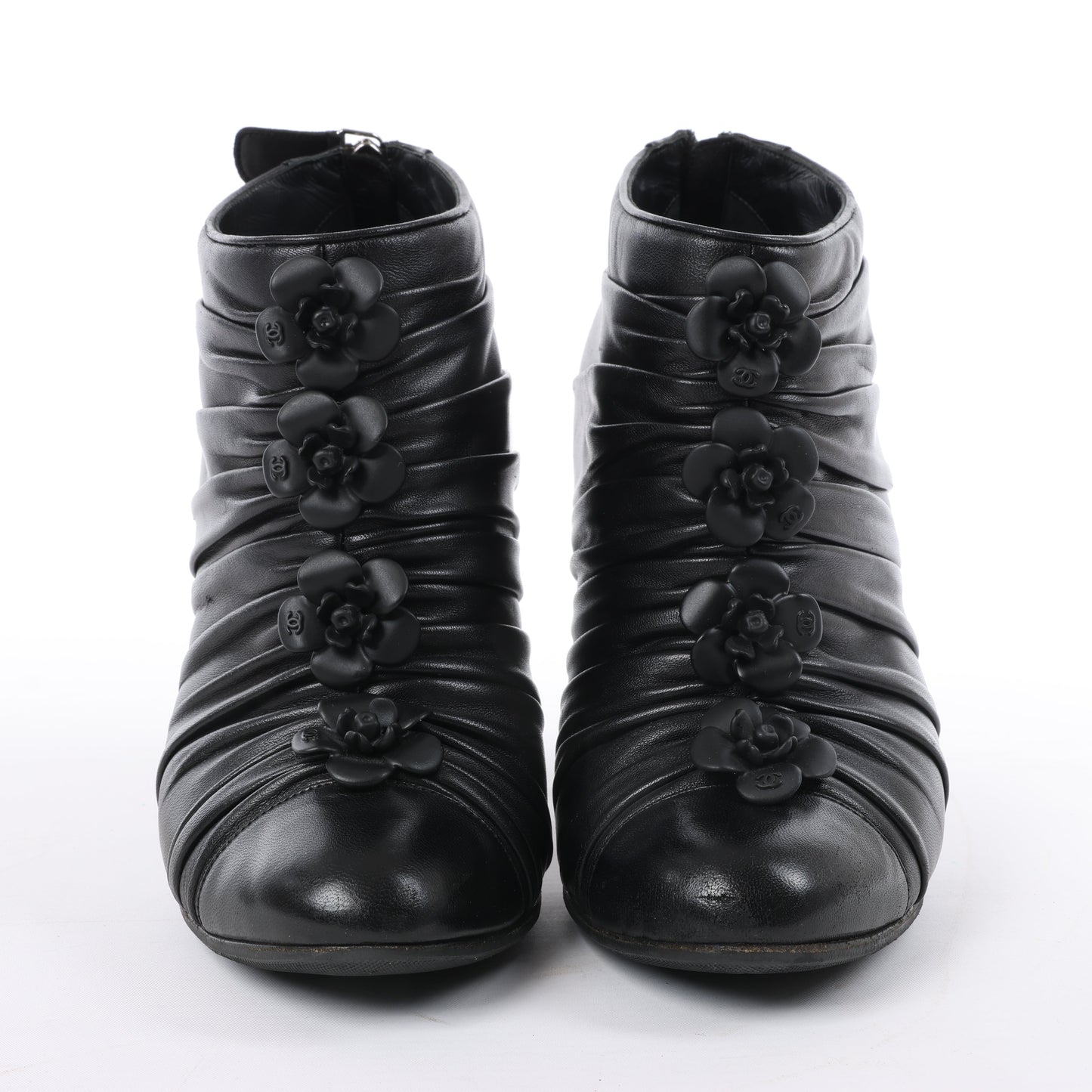 Chanel Coco Mark Camelia Lederstiefeletten in Schwarz G28629, Größe 37,5 EU