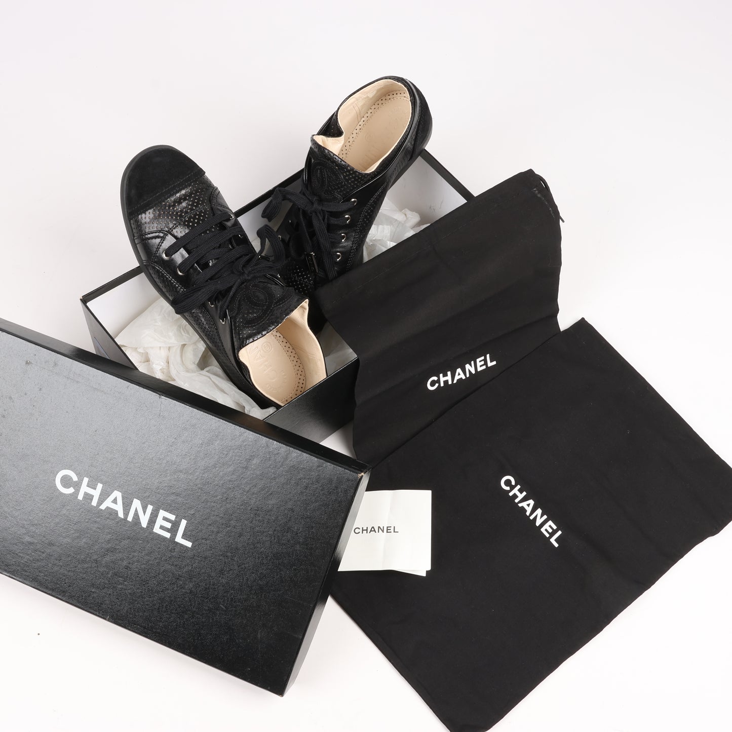 CHANEL Coco Mark 11P Wildleder x Leder Sneakers 37 in Schwarz G25313