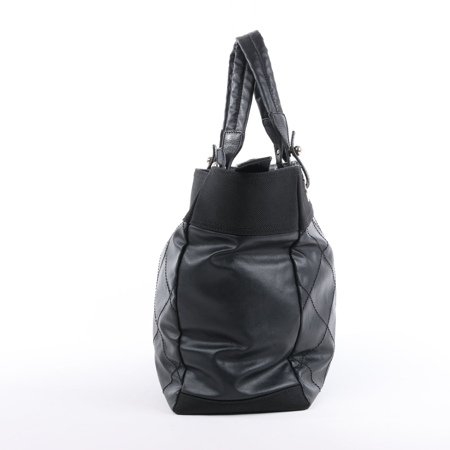 Chanel Paris Biarritz MM Coating Canvas Umhängetasche in Schwarz