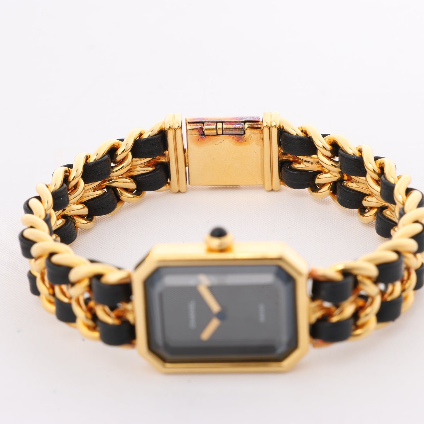 Chanel Premiere XL H0001 GN08533 GP & Leder QZ schwarzes Zifferblatt