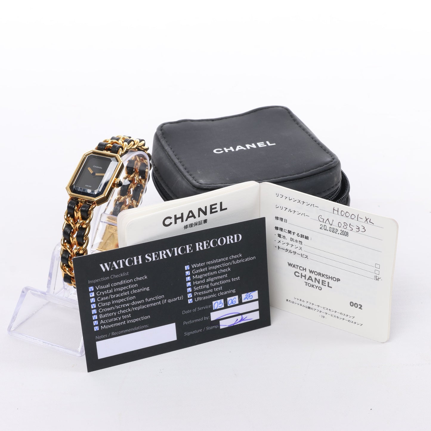 Chanel Premiere XL H0001 GN08533 GP & Leder QZ schwarzes Zifferblatt