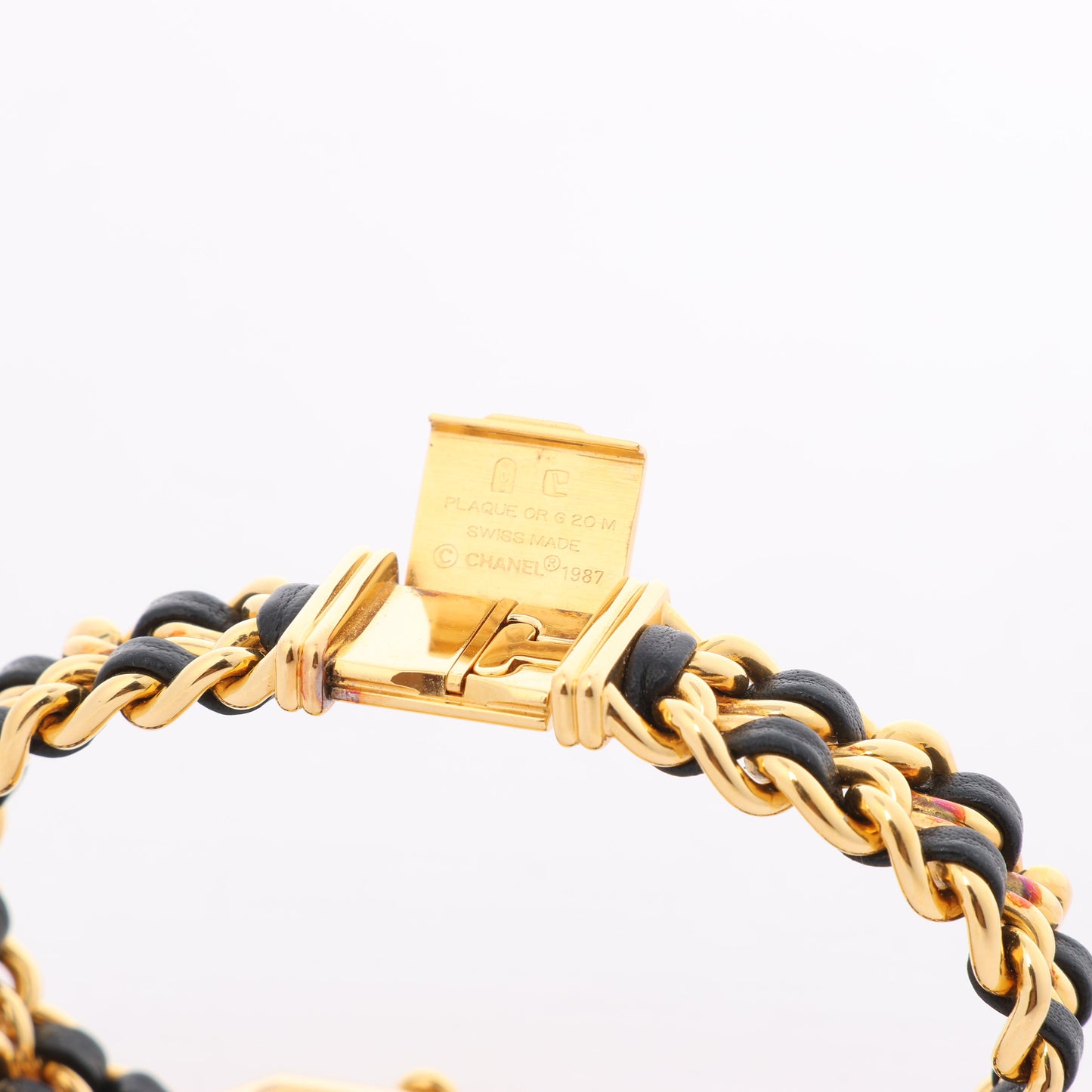 Chanel Premiere L H0001 MN16207 GP & Leder QZ Schwarzes Zifferblatt