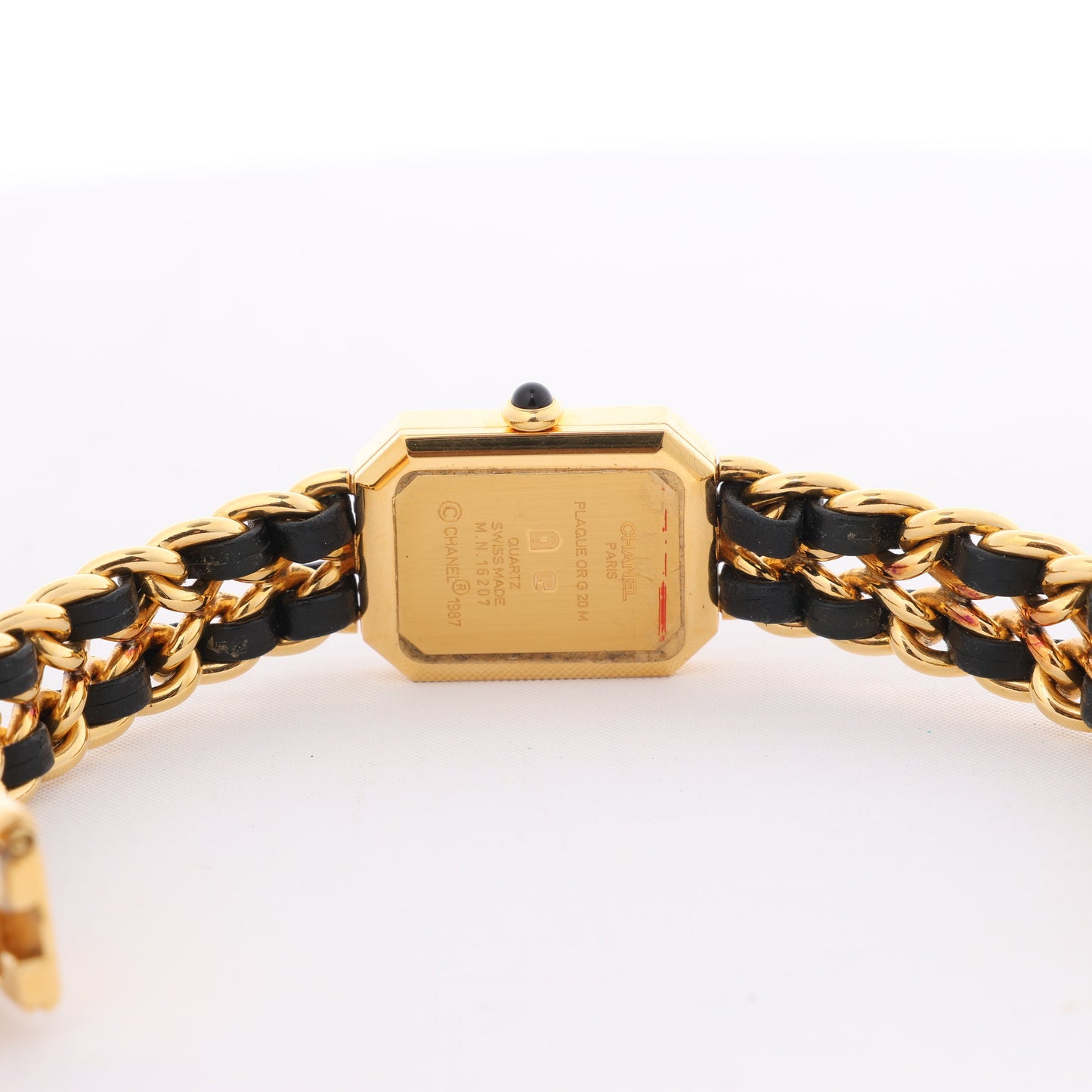 Chanel Premiere L H0001 MN16207 GP & Leder QZ Schwarzes Zifferblatt
