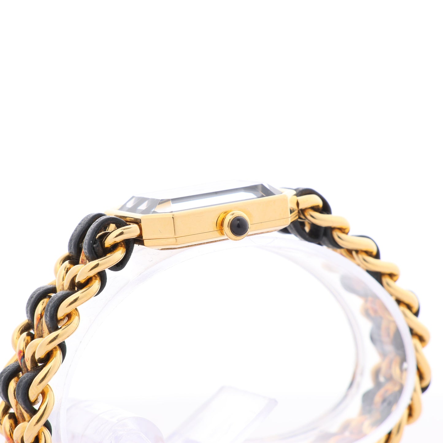 Chanel Premiere L H0001 MN16207 GP & Leder QZ Schwarzes Zifferblatt