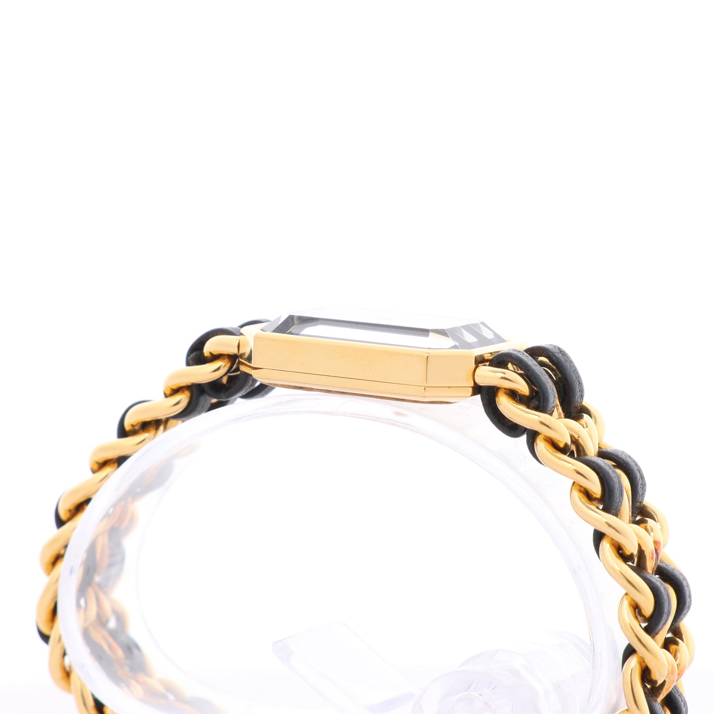 Chanel Premiere L H0001 MN16207 GP & Leder QZ Schwarzes Zifferblatt