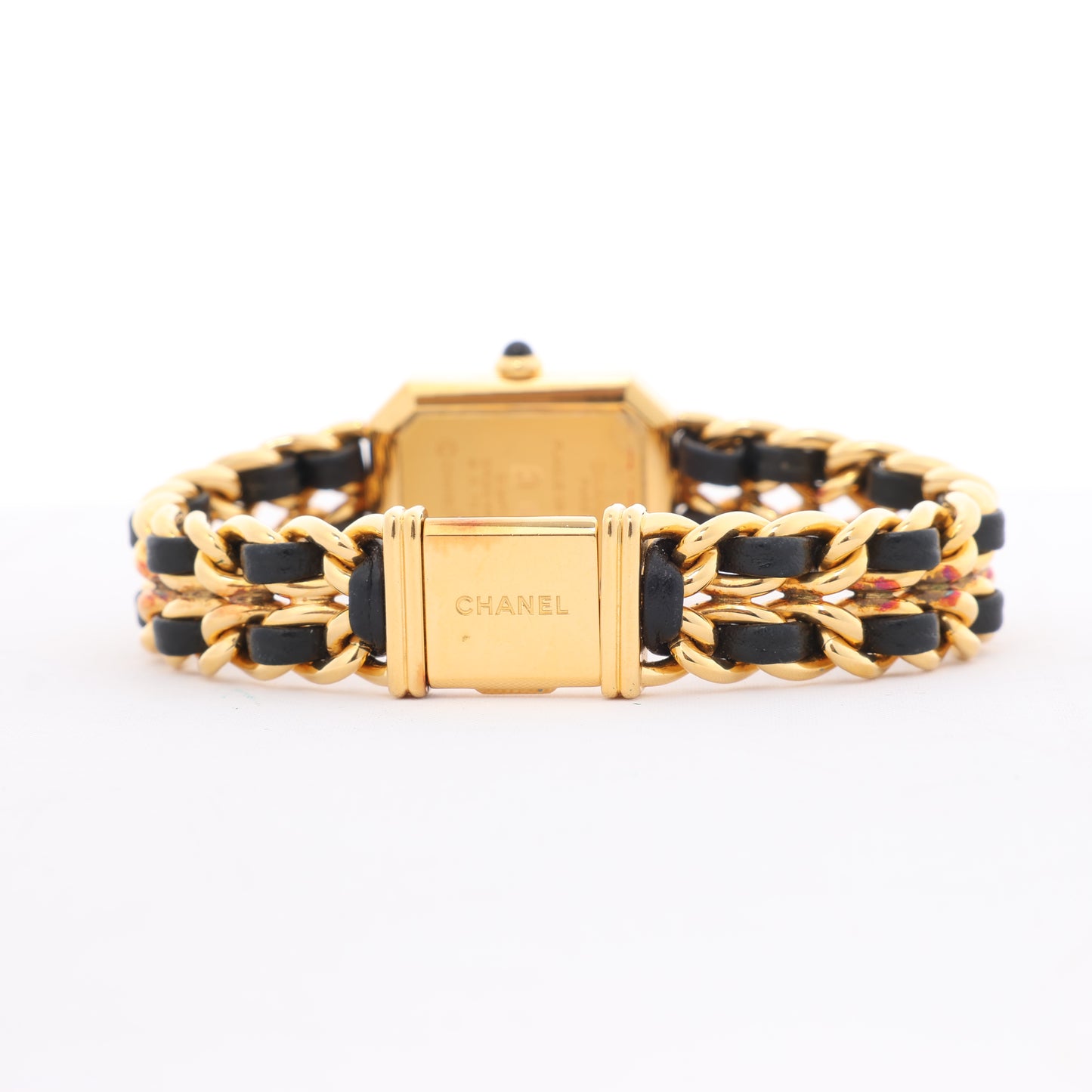 Chanel Premiere L H0001 MN16207 GP & Leder QZ Schwarzes Zifferblatt