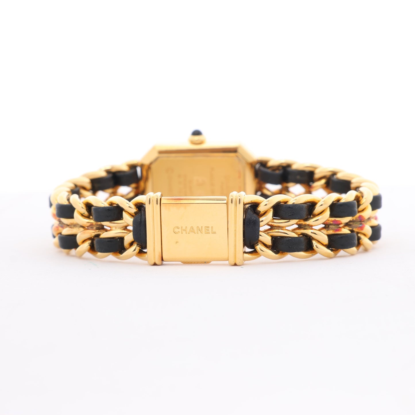 Chanel Premiere L H0001 MN16207 GP & Leder QZ Schwarzes Zifferblatt