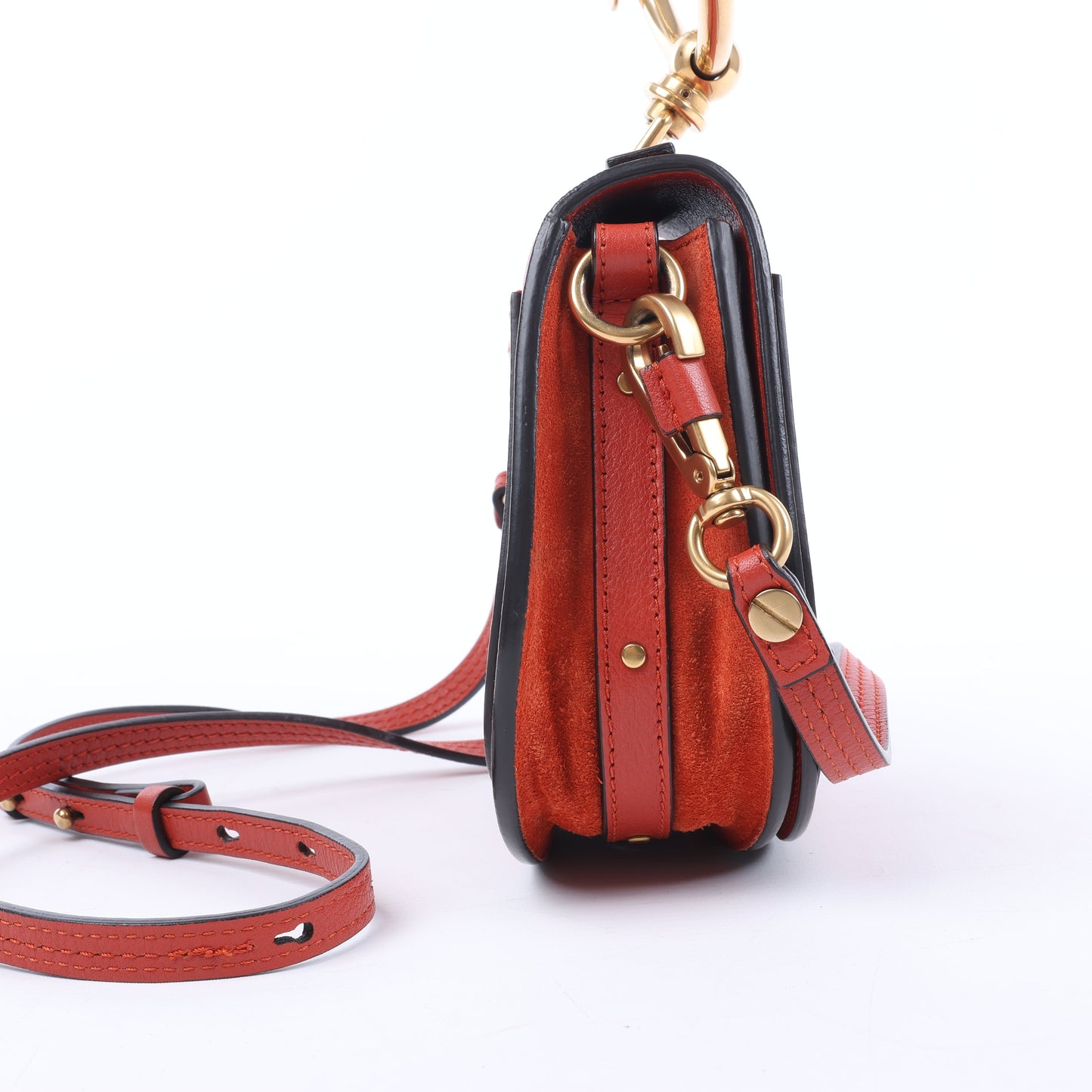 CHLOE – Kleine 2-Wege-Umhängetasche „Nile Bracelet“ aus rotem Leder