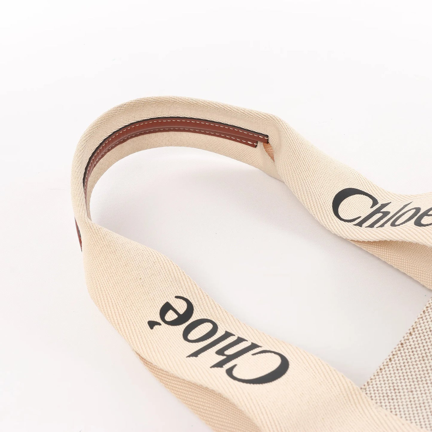 CHLOE Woody Medium Tote-Umhängetasche aus Canvas und Leder in Braun
