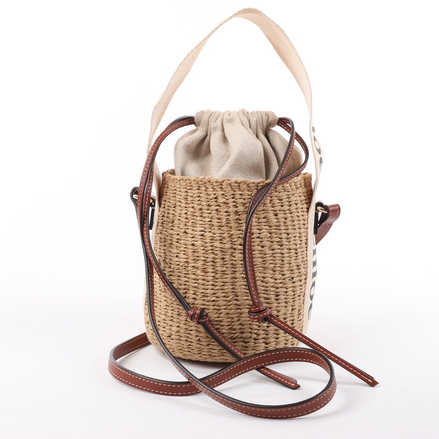 Chloe Woody Small Buckets Papier 2Way Shoulder Bag in Beige